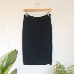 Black Ribbed Pencil Skirt
